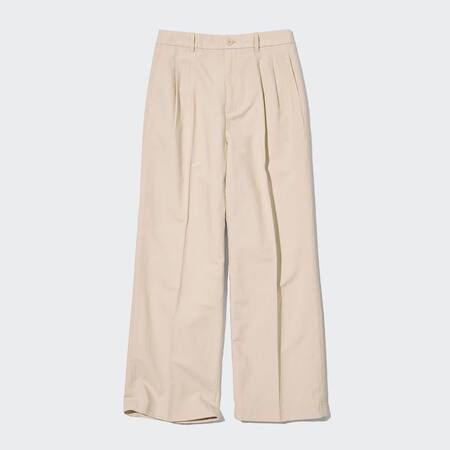 Pantalon large coupe droite en lin mélangé | UNIQLO