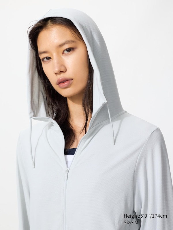 Sweat Zippé à Capuche en Mesh AIRism Protection UV