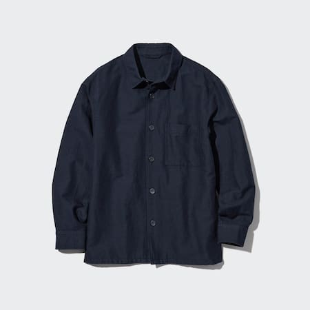 Cotton Linen Blend Overshirt Jacket