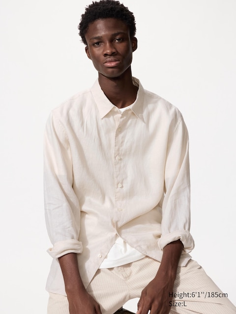 Uniqlo - Chemise 100% Lin Premium - Nude - Xxl
