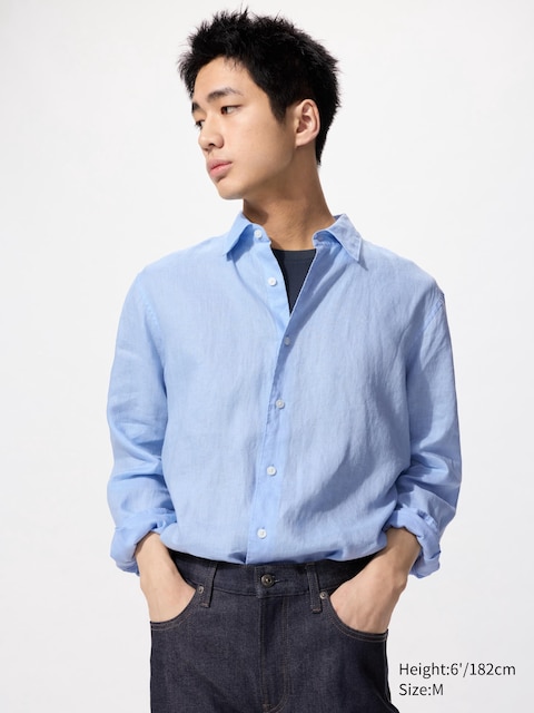 Uniqlo - Chemise 100% Lin Premium - Bleu - S