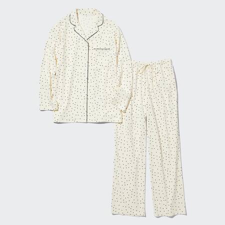 Gepunkteter AIRism Baumwolle Langarm Pyjama