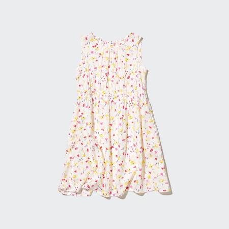 Girls Viscose Flower Printed Sleeveless Dress