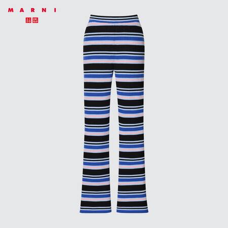 Marni Merino Blend Knitted Striped Semi-Flared Trousers