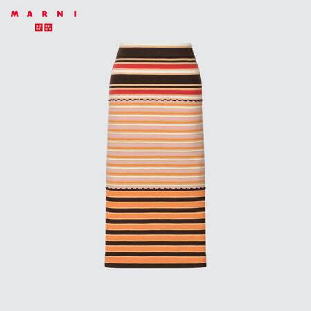 Marni Merino Blend Knitted Striped Skirt