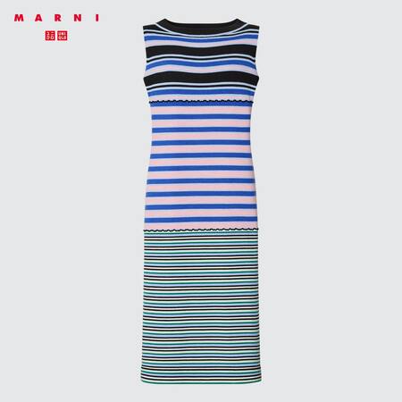Marni Merino Blend Knitted Striped Sleeveless Dress