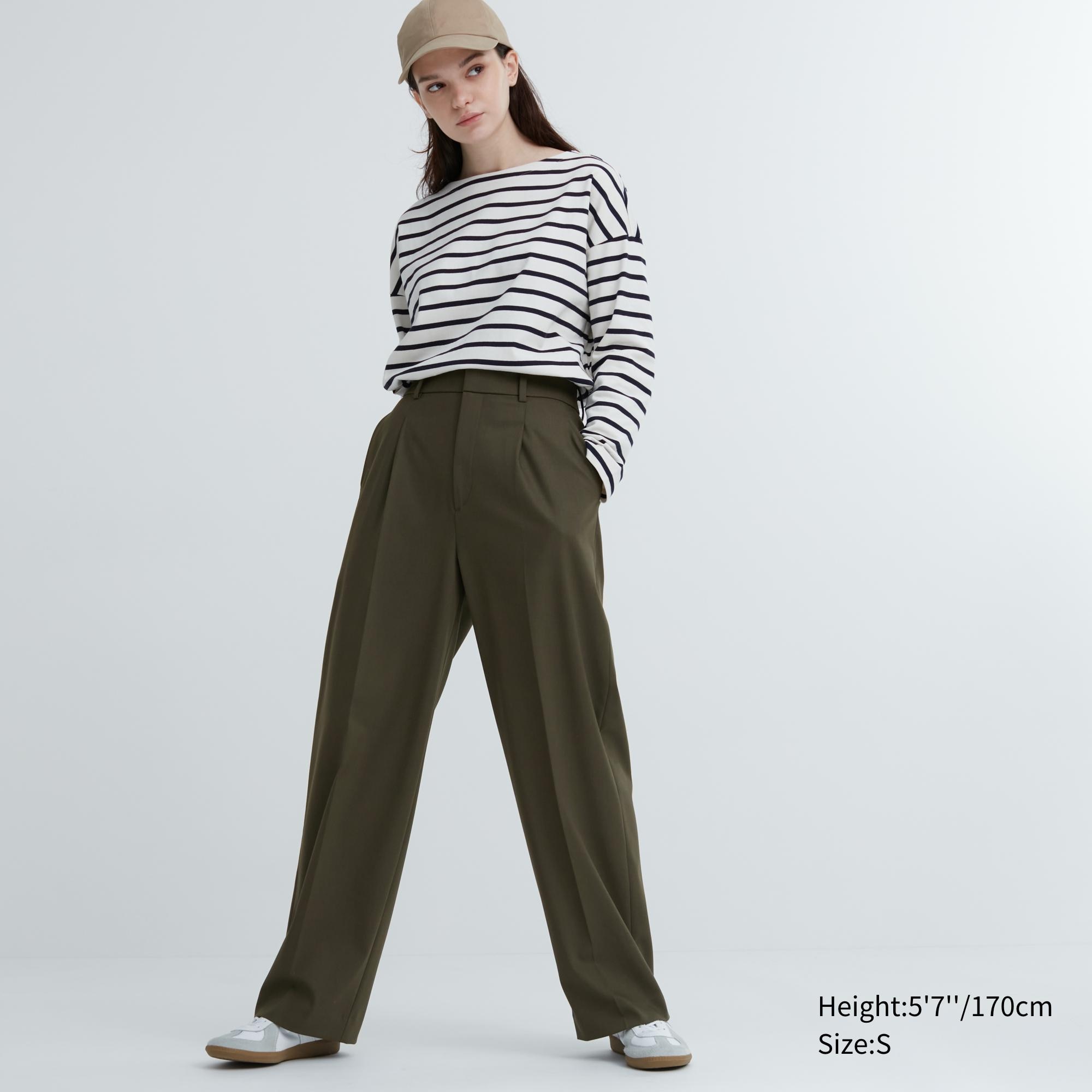 Uniqlo Women's cotton elastic Pants (Slackers out casual pants) 440780 |  fayapo