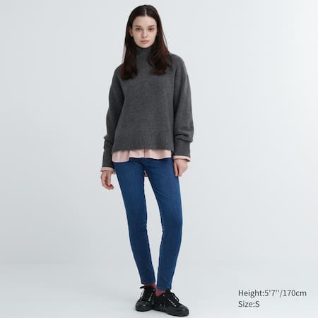 Uniqlo - Cotton Heattech Ultra Stretch High Rise Leggings Trousers - Blue -  XL, £34.90