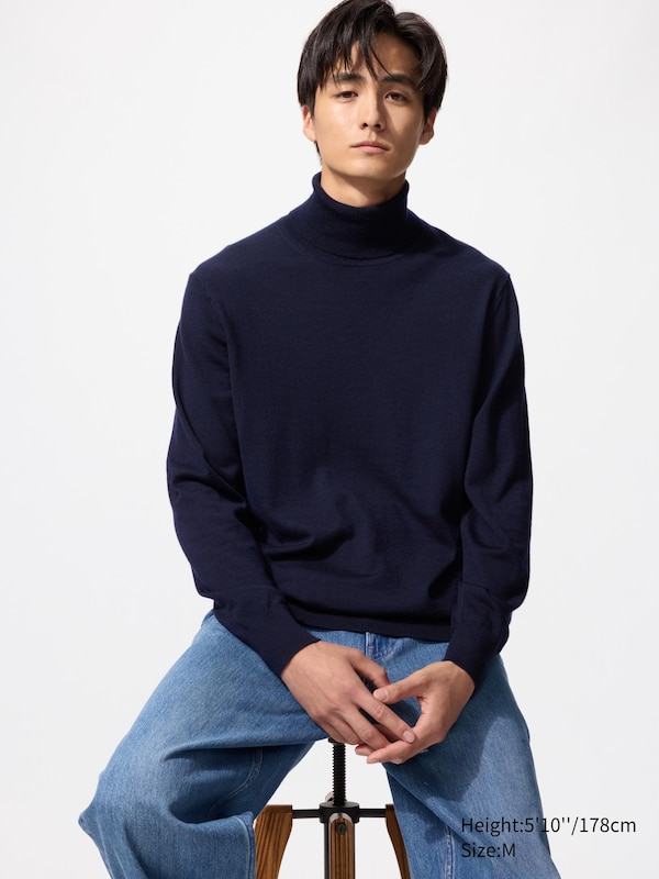 Pull col roulé 100% laine mérinos pour Homme | UNIQLO FR