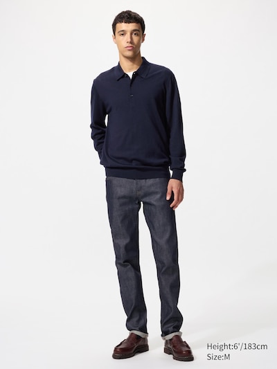 EXTRA FINE MERINO LONG SLEEVE POLO SHIRT