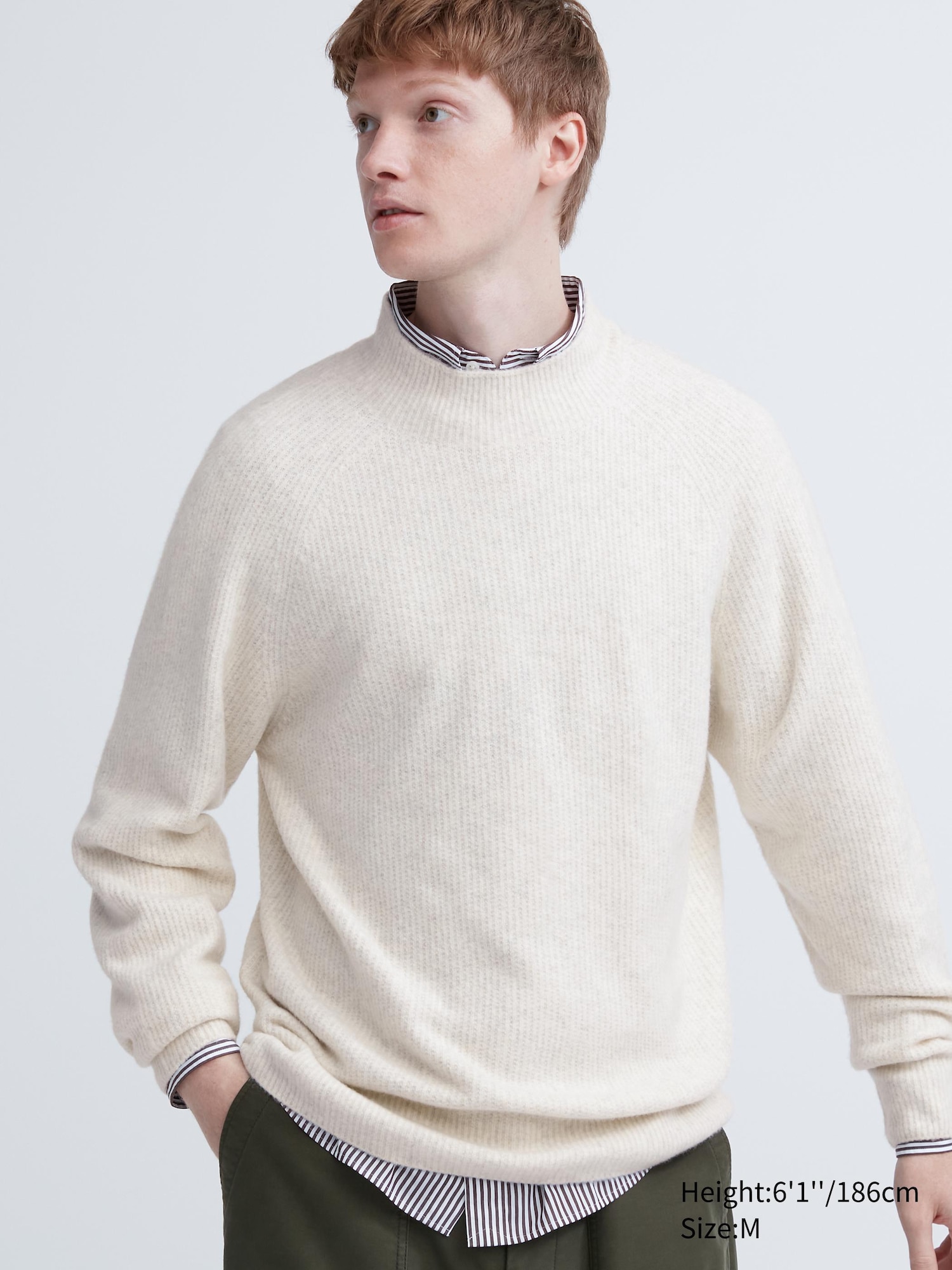 Men s 3D Knit Seamless Souffle Yarn Mock Neck Jumper UNIQLO FR