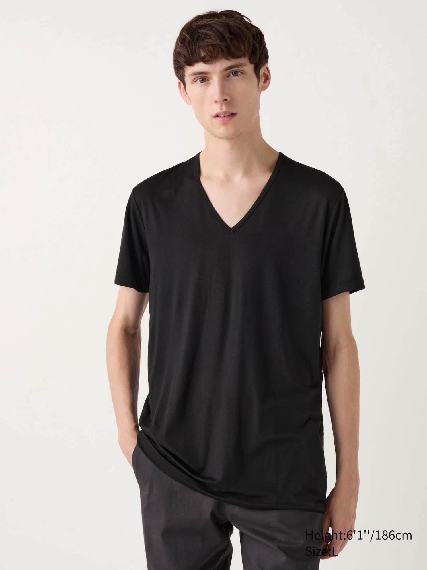 Men s HEATTECH V Neck T Shirt Short Sleeve UNIQLO NL