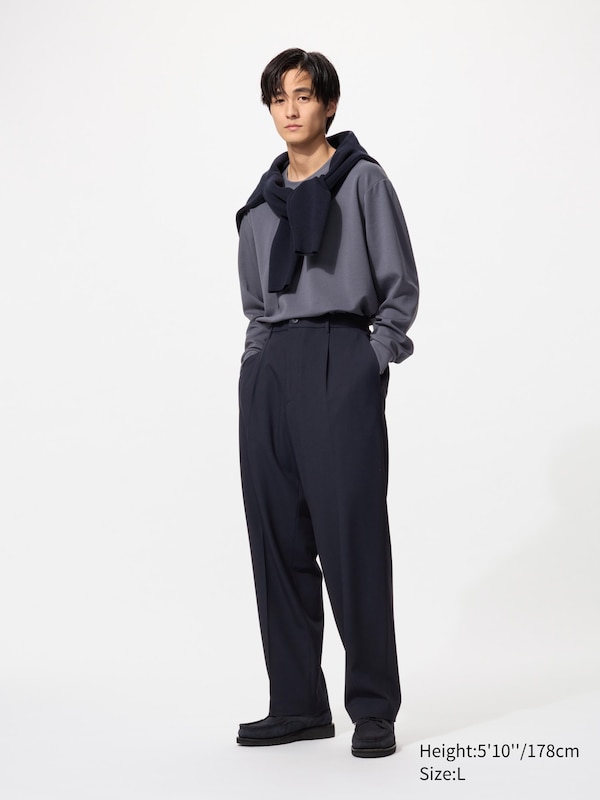 Men's Pleated Wide Trousers | UNIQLO DE