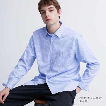 Extra Fine Cotton Broadcloth Regular Fit Striped Shirt (Regular Collar)