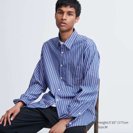 Extra Fine Cotton Broadcloth Regular Fit Striped Shirt (Regular Collar)