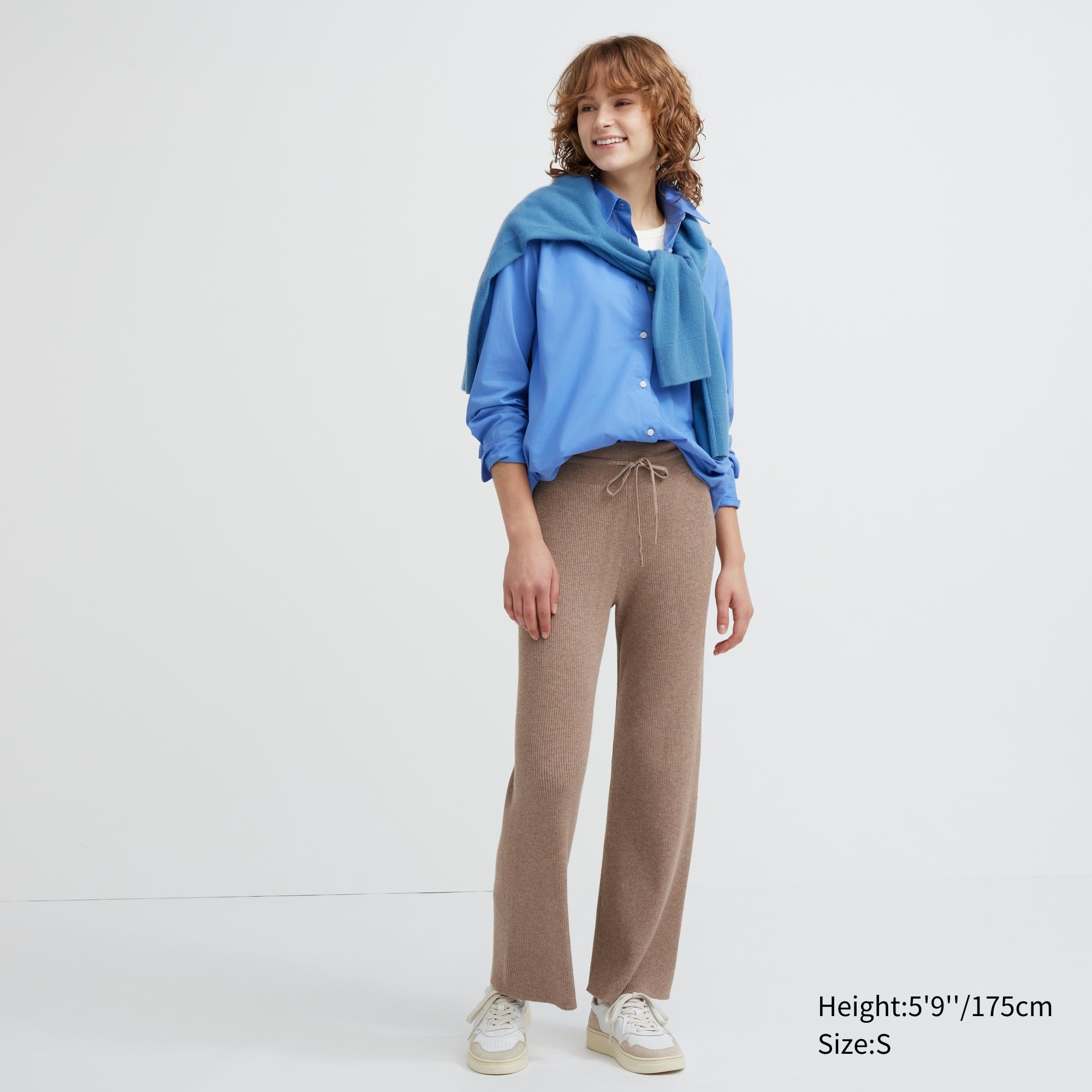 Washable Knit Ribbed Trousers (Long) UNIQLO UK