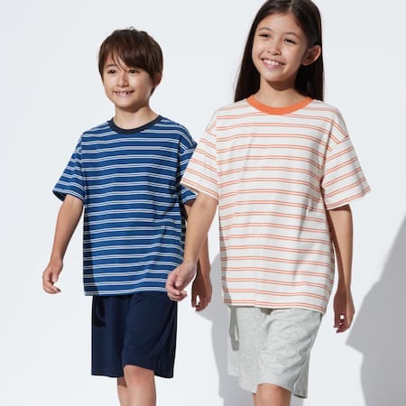 Kids AIRism Cotton Blend Striped Set