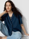Camicia Misto Lino Colletto Aperto Maniche Corte