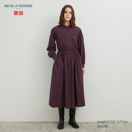 Cotton Twill Checked Volume Sleeved Dress