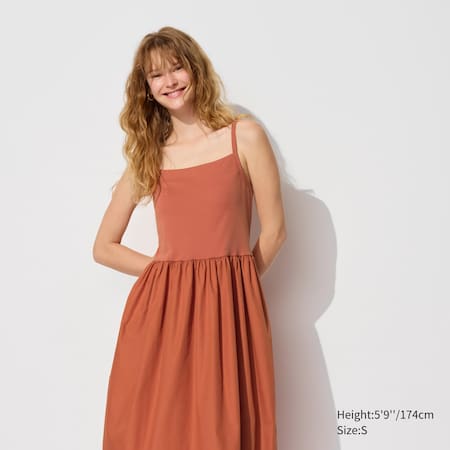 HDE Women's Travel Dress Sleeveless Summer Dress with Built-in Bra Red L