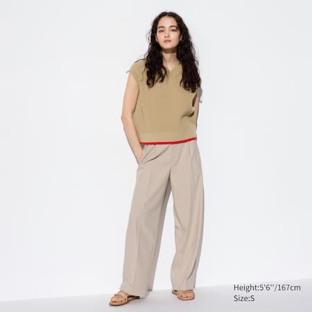 Waitfairy Womens Solid Rib Knit Wide Leg Pants Elastic Waist Flowy Sweater  Pants Beige S/M : : Clothing, Shoes & Accessories