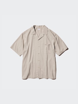 Modal Cotton Blend Short Sleeve Shirt (Open Collar)