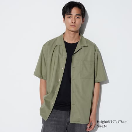 Modal Cotton Blend Short Sleeved Shirt (Open Collar)