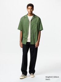 Open Collar Short-Sleeve Shirt