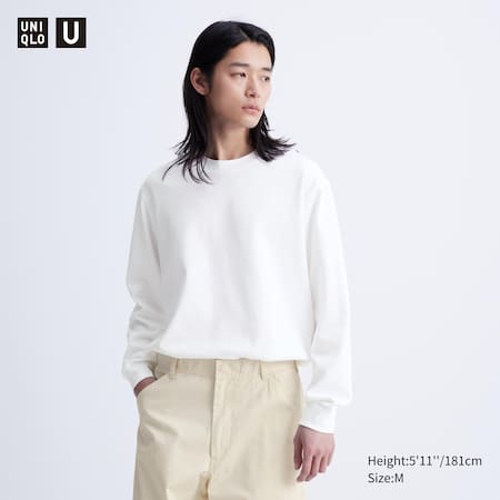 AIRism Cotton Oversized Crew Neck Long Sleeved T-Shirt