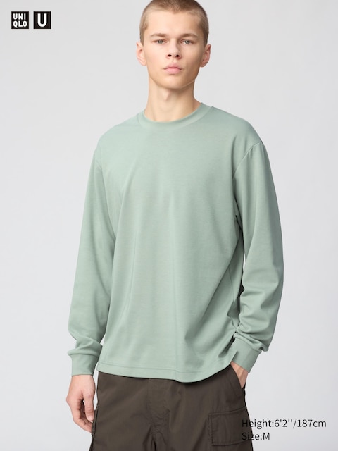 Uniqlo - T-Shirt Airism En Coton (Manches Longues, Rayé) - Vert - L