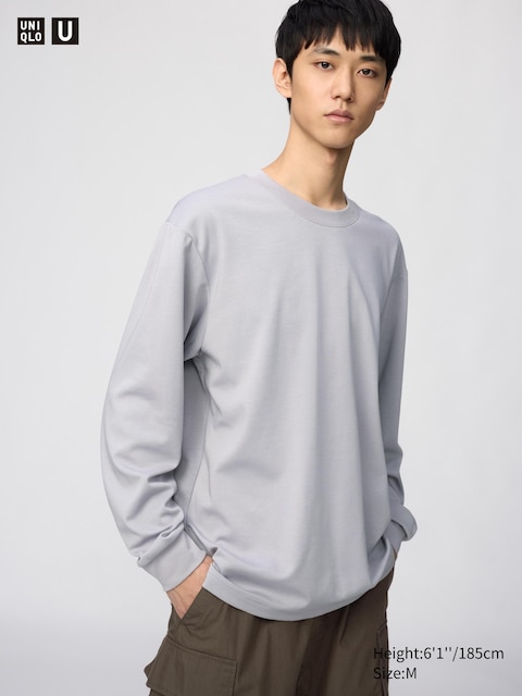 Uniqlo - T-Shirt Airism En Coton (Manches Longues, Rayé) - Violet Clair - M