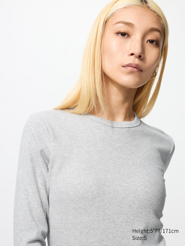 T-shirt côtelé (Manches longues) pour Femme | UNIQLO FR