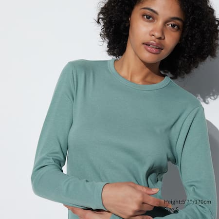 T-Shirt - Women's Fitted Cotton Long Sleeve Scoop Neck Tee