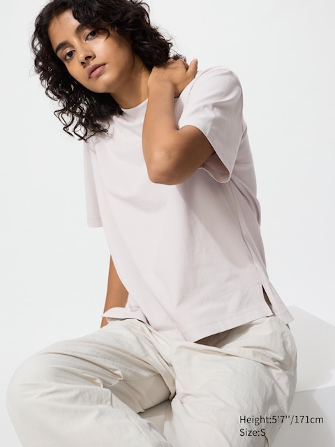 Uniqlo - T-Shirt Airism En Coton - Gris Clair - Xl