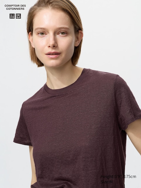 Uniqlo - T-Shirt 100% Lin - Bordeaux - L