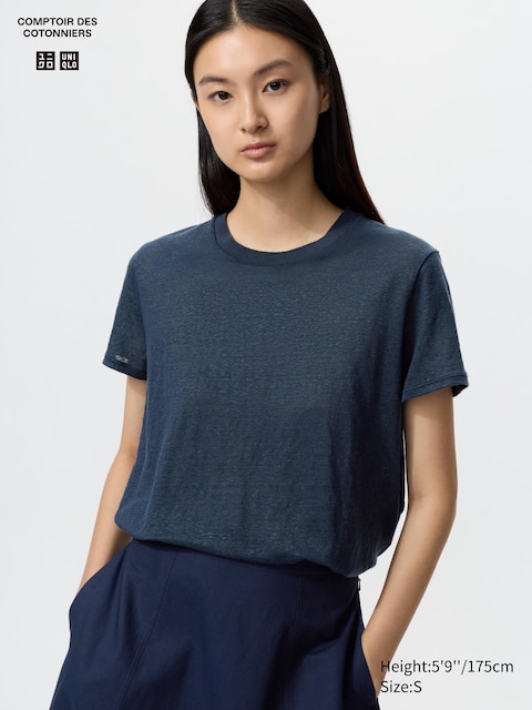Uniqlo - T-Shirt 100% Lin - Bleu - Xs