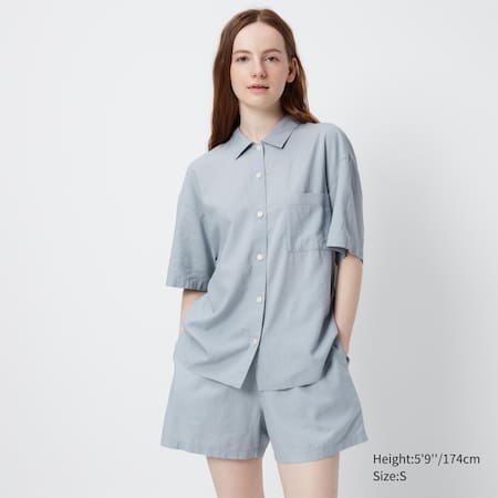 Linen Blend Short Sleeved Pyjamas