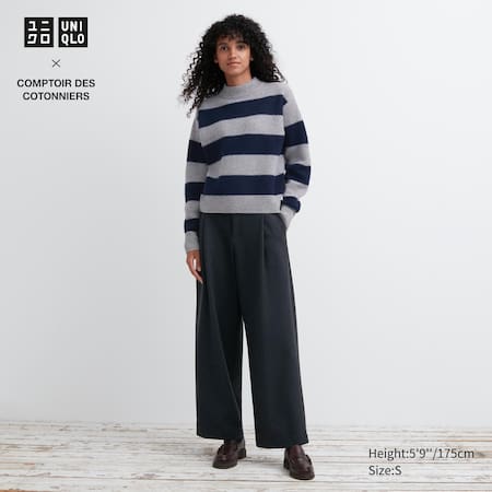 Brushed Jersey Pleated Wide Leg Trousers (Short)