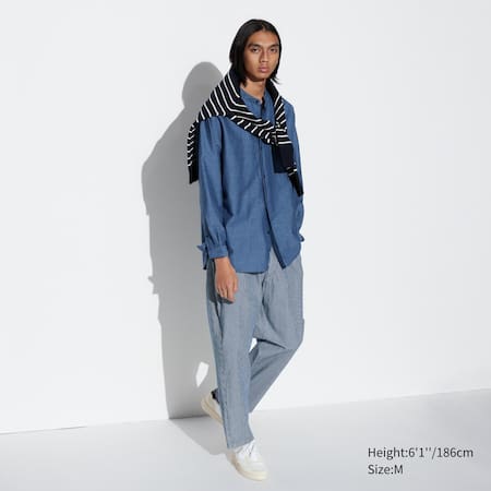 Cotton Relaxed Fit Striped Easy Ankle Length Trousers