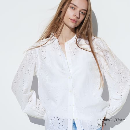 Cotton Embroidered Long Sleeved Blouse