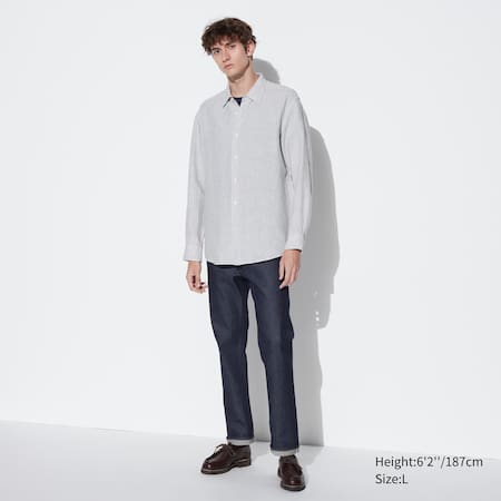 100% Premium Linen Striped Shirt | UNIQLO GB