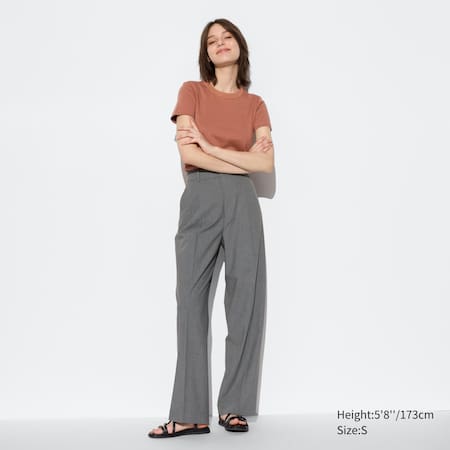 UNIQLO Wide-Fit Pleated Pants (Pinstripe, Tall)