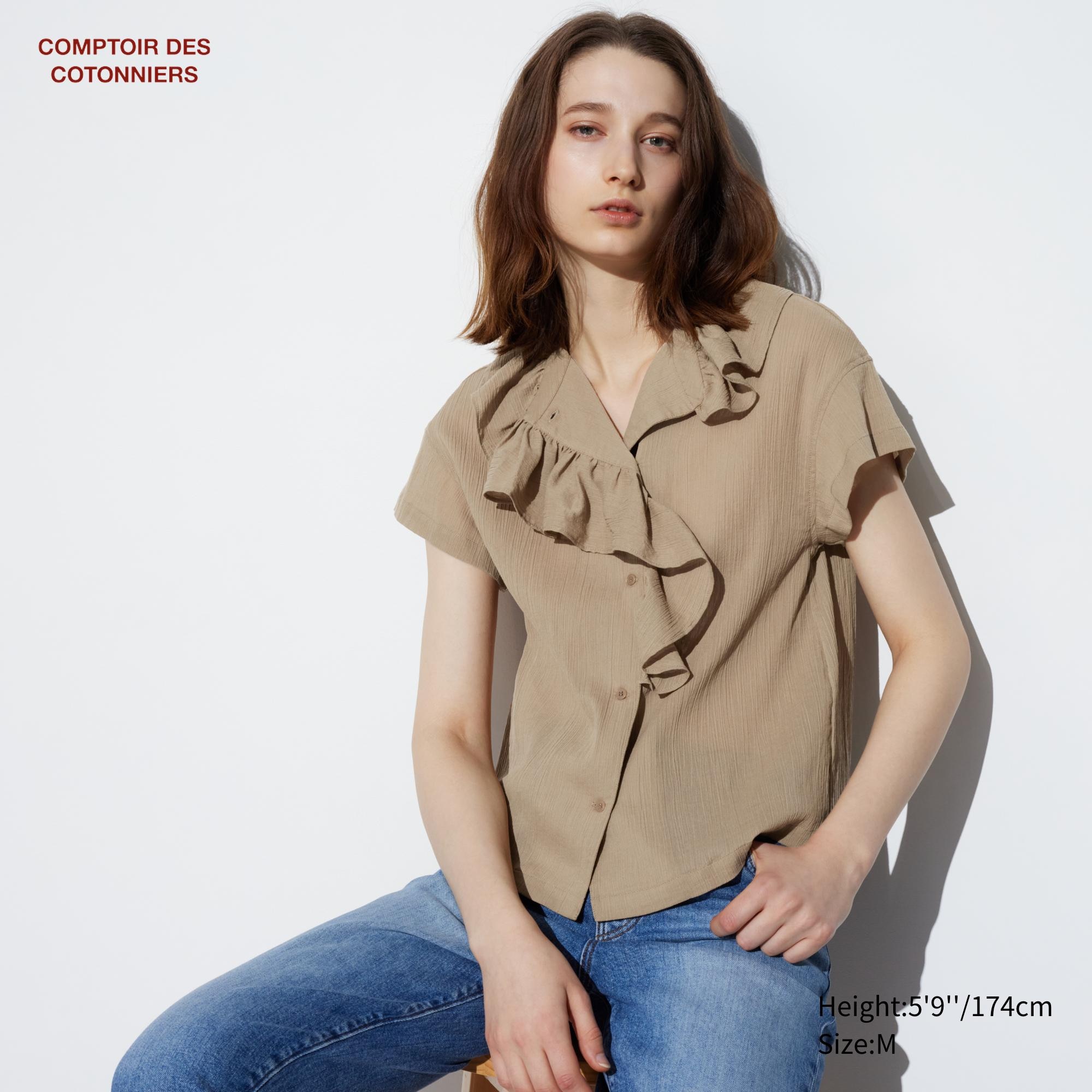 Cotton Crinkle Sheer Short Sleeved Shirt | UNIQLO NL