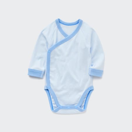 Newborn Colour Block Front-Opening Long Sleeved Bodysuit