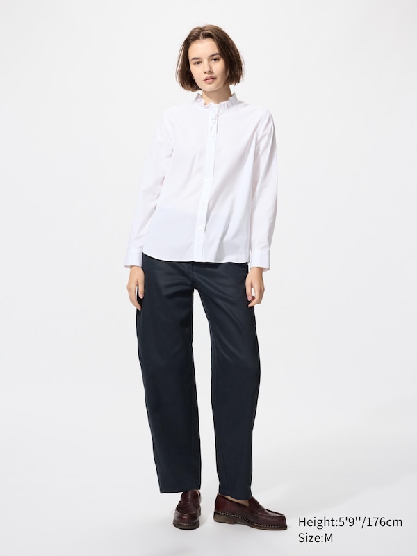 Baumwollmix Bluse (Rüschen, Langarm)
