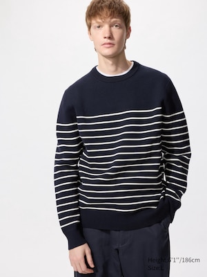 Washable Milano Ribbed Striped Crew Neck Jumper