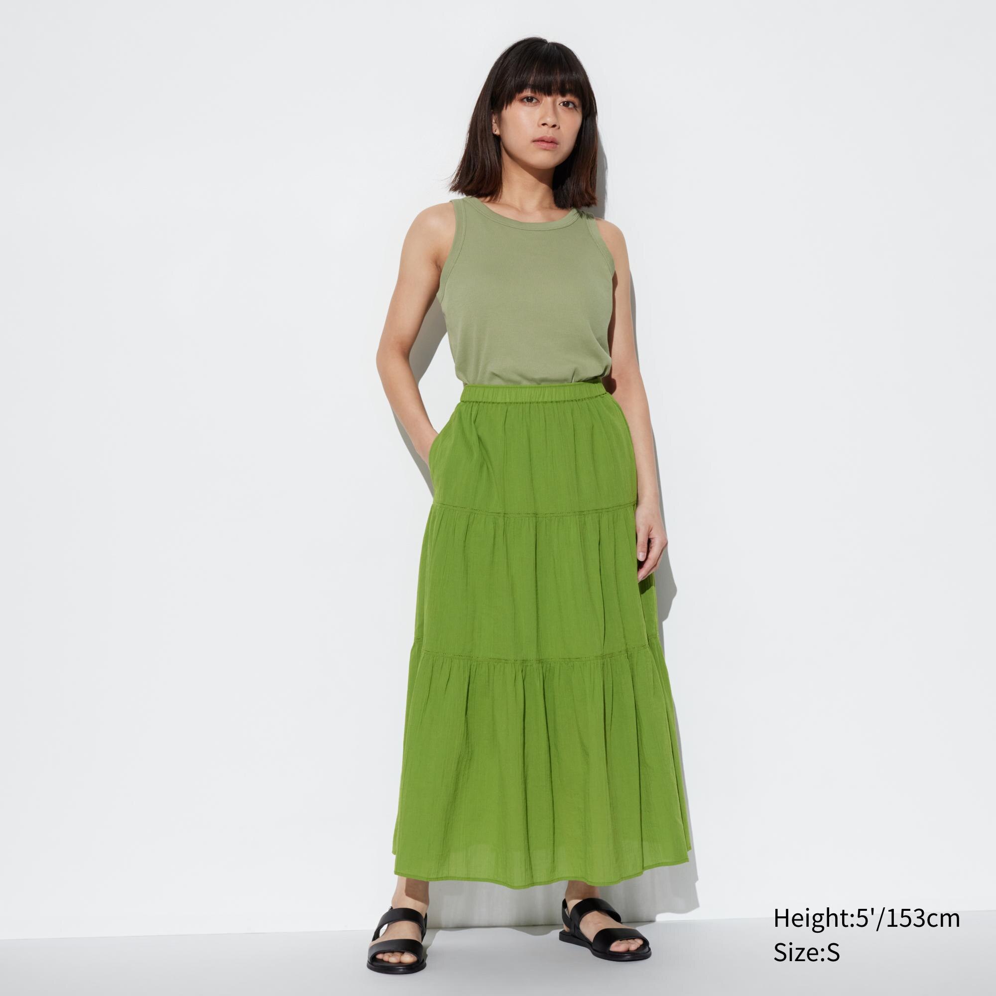 Crinkle Cotton Tiered Skirt (Short) | UNIQLO GB