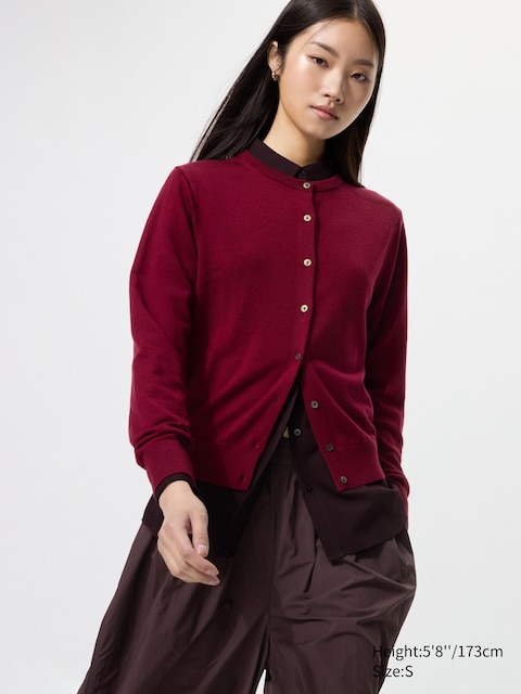 Uniqlo - Cardigan 100% Laine Mérinos - Rouge - M