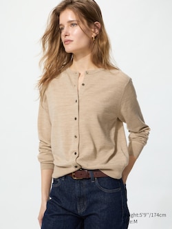 100% Merino Crew Neck Cardigan