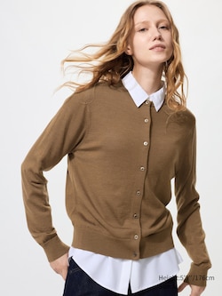 100% Merino Crew Neck Cardigan